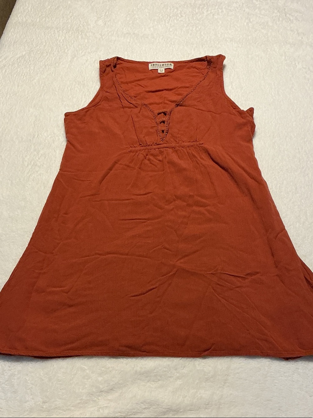 Idyllwind Rust V-Neck Sleeveless Mini Dress